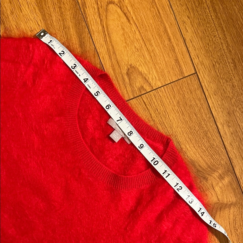 J. Crew Vibrant Red Crew Neck brushed cashmere short sleeve sweater - Picture 4 of 4